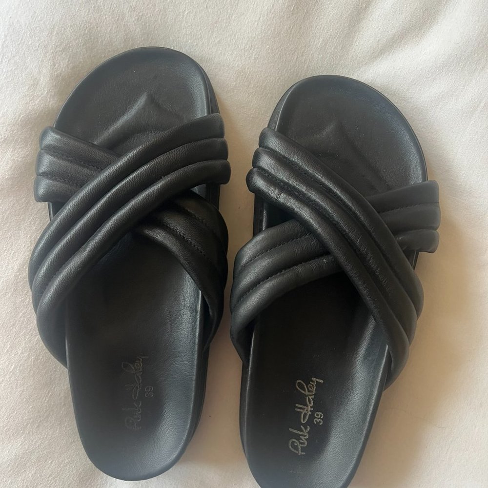 Pink Haley "Dune" Leather Slides | Made in Bali | $215 Originally